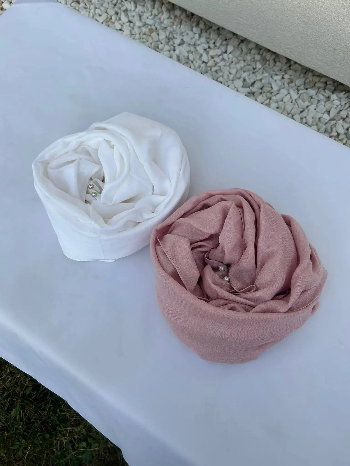 Voile modal blanc et rose claire Voile modal femme | Thawb Collection